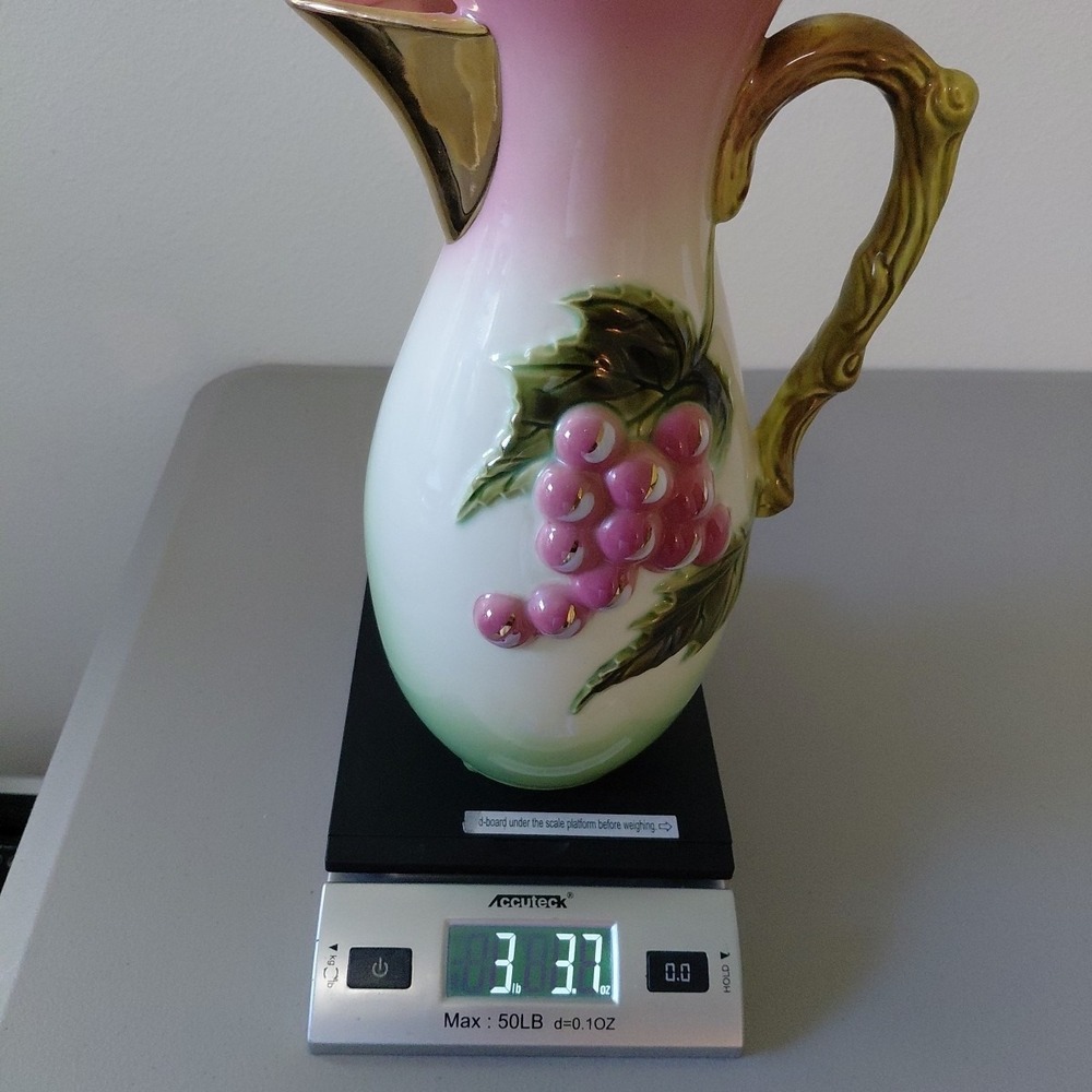Hull Pottery LARGE Pitcher Service TOKAY Grapes Vine OMBRE Gold Trim USA 13" MCM - Picture 10 of 10